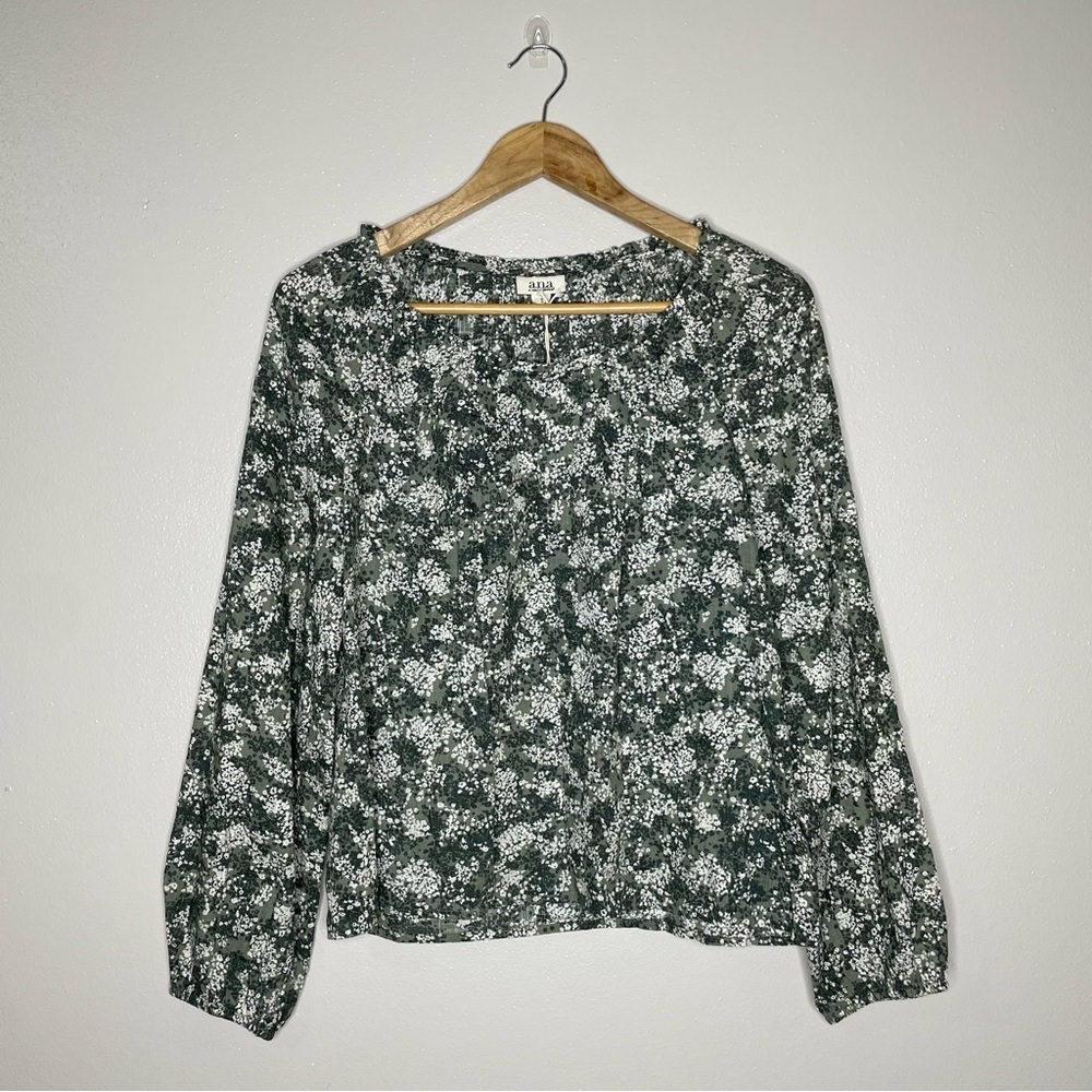 ana | NWT Sage Green Floral Boho Blouse